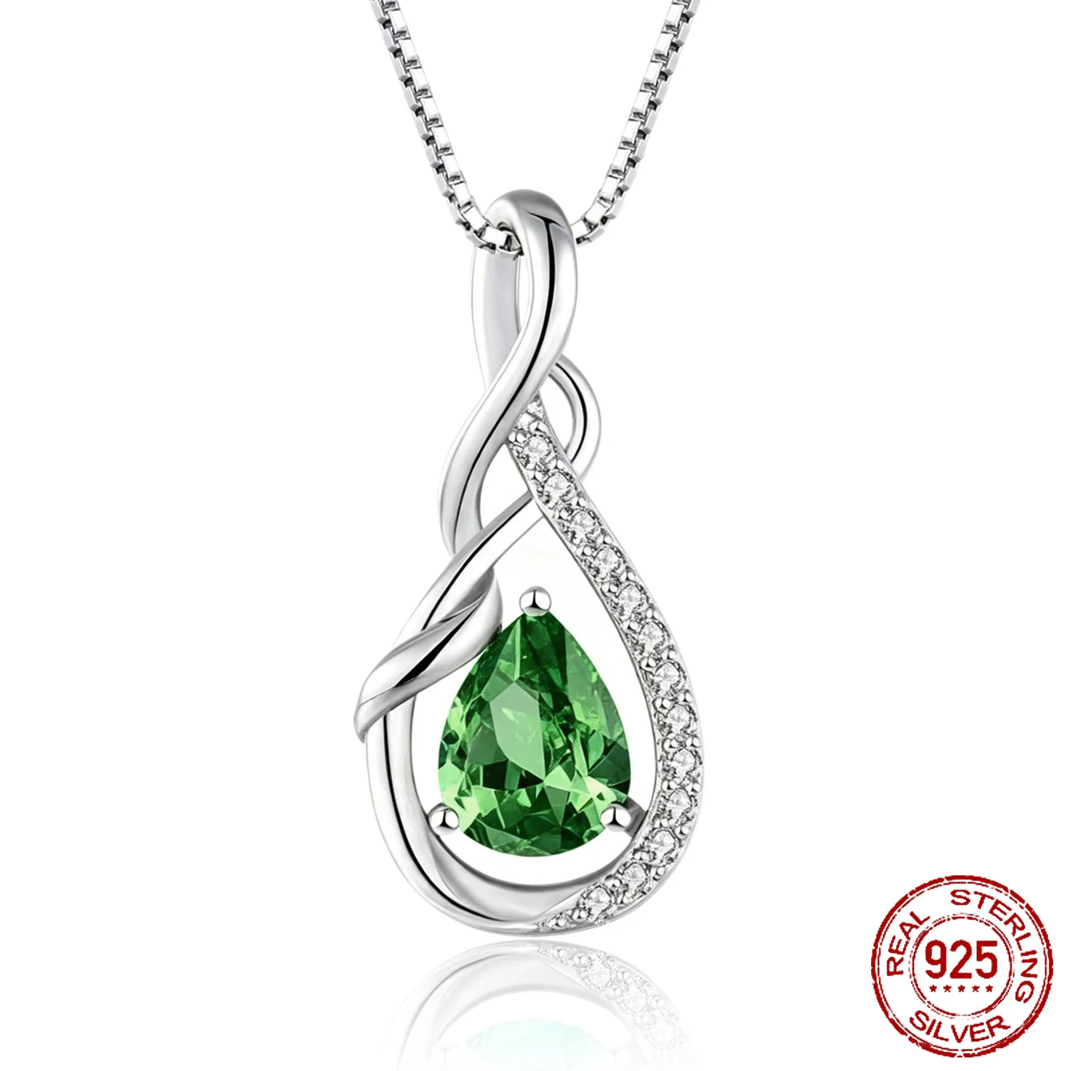 OZAN Infinity 925 Sterling Silver Pendant Green Blue CZ Colorful Gemstone Jewelry for Women Fine Fashion Jewelry Birthday Gift