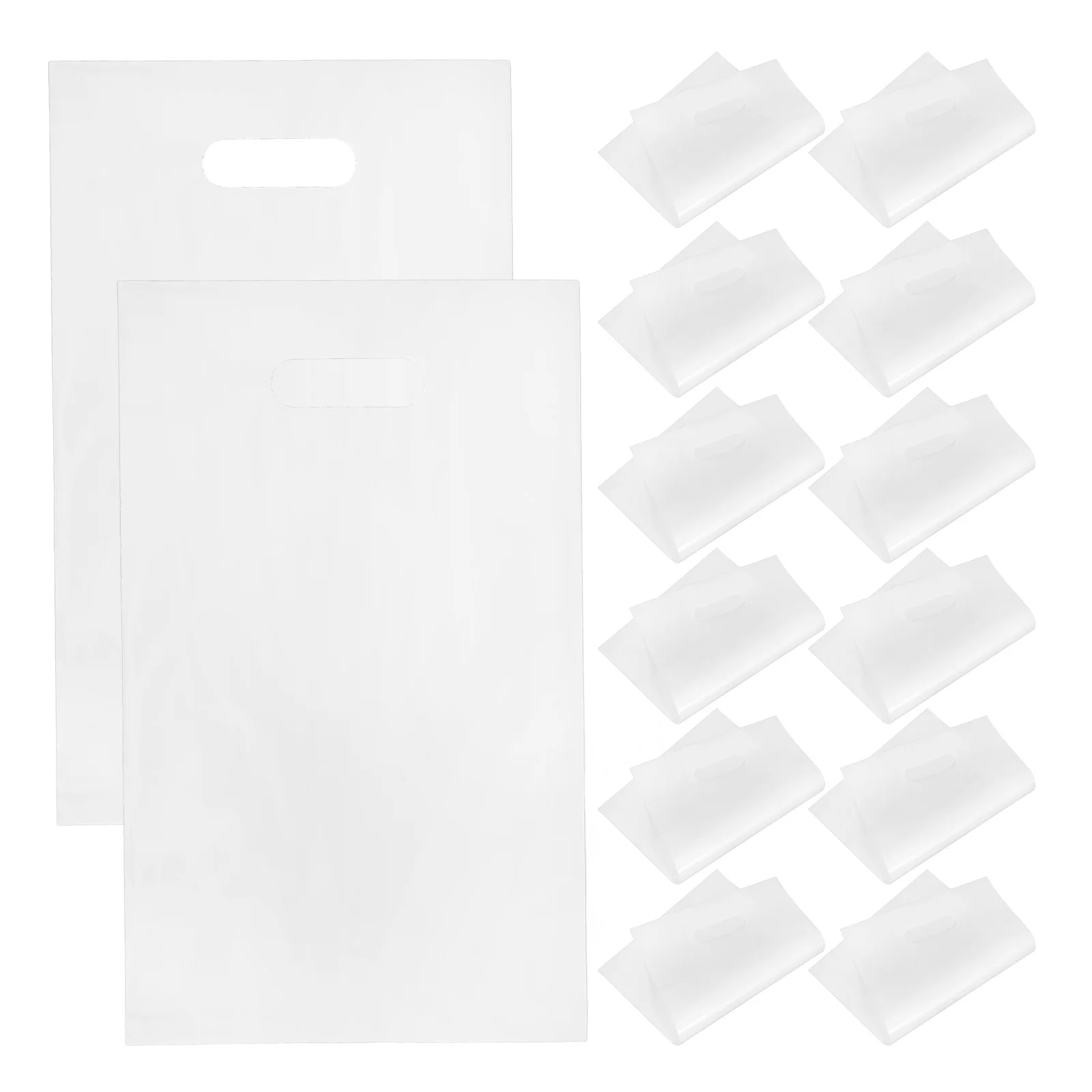 100 weiße Perlenschimmer-Taschen zum Einkaufen, Party, Geschenk, kleine Unternehmen, Einzelhandel, Griffe, Kunststoff-Aufbewahrung, Waren-Tasche, Boutique