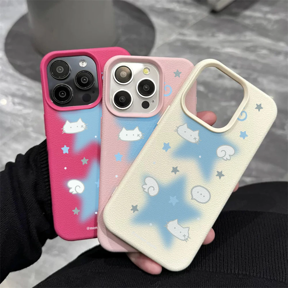 Weiße Katze Wolken-Handyhülle für iPhone 17 16 15 14 13 12 Pro Max 16 15 14 Plus 17 16 15 14 13 12 Pro 17Air Silikon-Matt-Cover – Detail 4