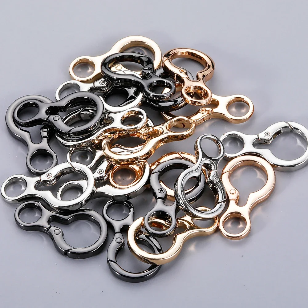 100pcs Metal New Style Ring Snap Hook Spring Gate Trigger Clasps Clips for DIY Leather Craft Belt Strap Webbing Keychain Hooks