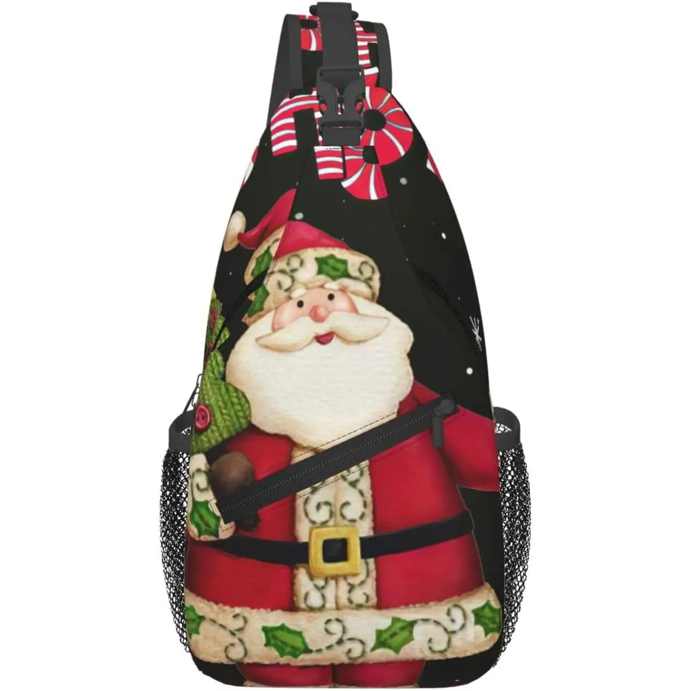 Merry Christmas Print Lightweight Sling Small Shoulder Bag Chic Cross Chest Bag With Adjustable Strap Reusable Multipurpose