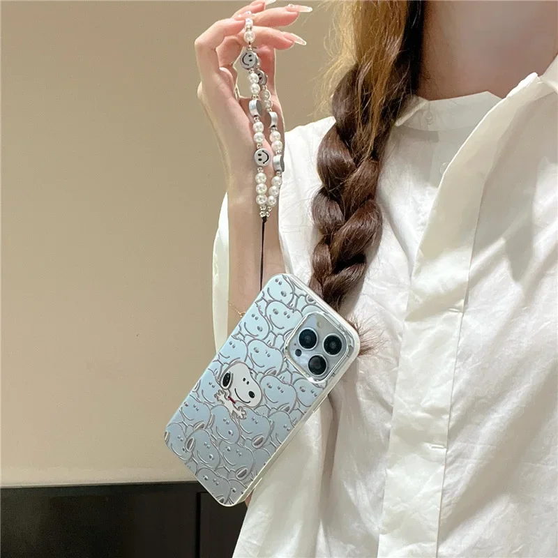 Snoopy Cartoon Cute Phone Case for Iphone14 13 12 11 Pro Max Mobile Phone Protective Shell with Lanyard Anime Shockproof Cover