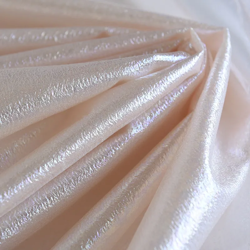 8 Color Bubble Organza Fabric Holographic Crinkle Tulle for DIY Wedding Decor Fabric