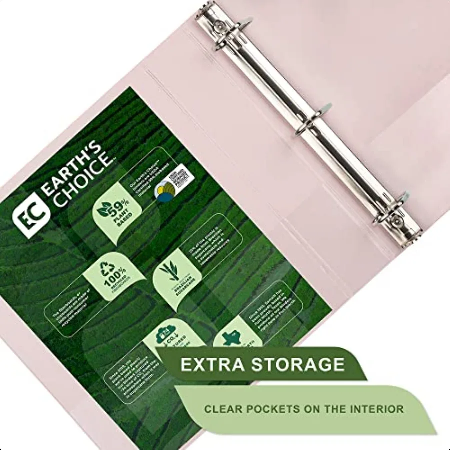 Raccoglitore durevole da 1,5 pollici PlantBased realizzato negli Stati Uniti Raccoglitore ecologico certificato USDA biobased Confezione da 4 Boho Assortimento