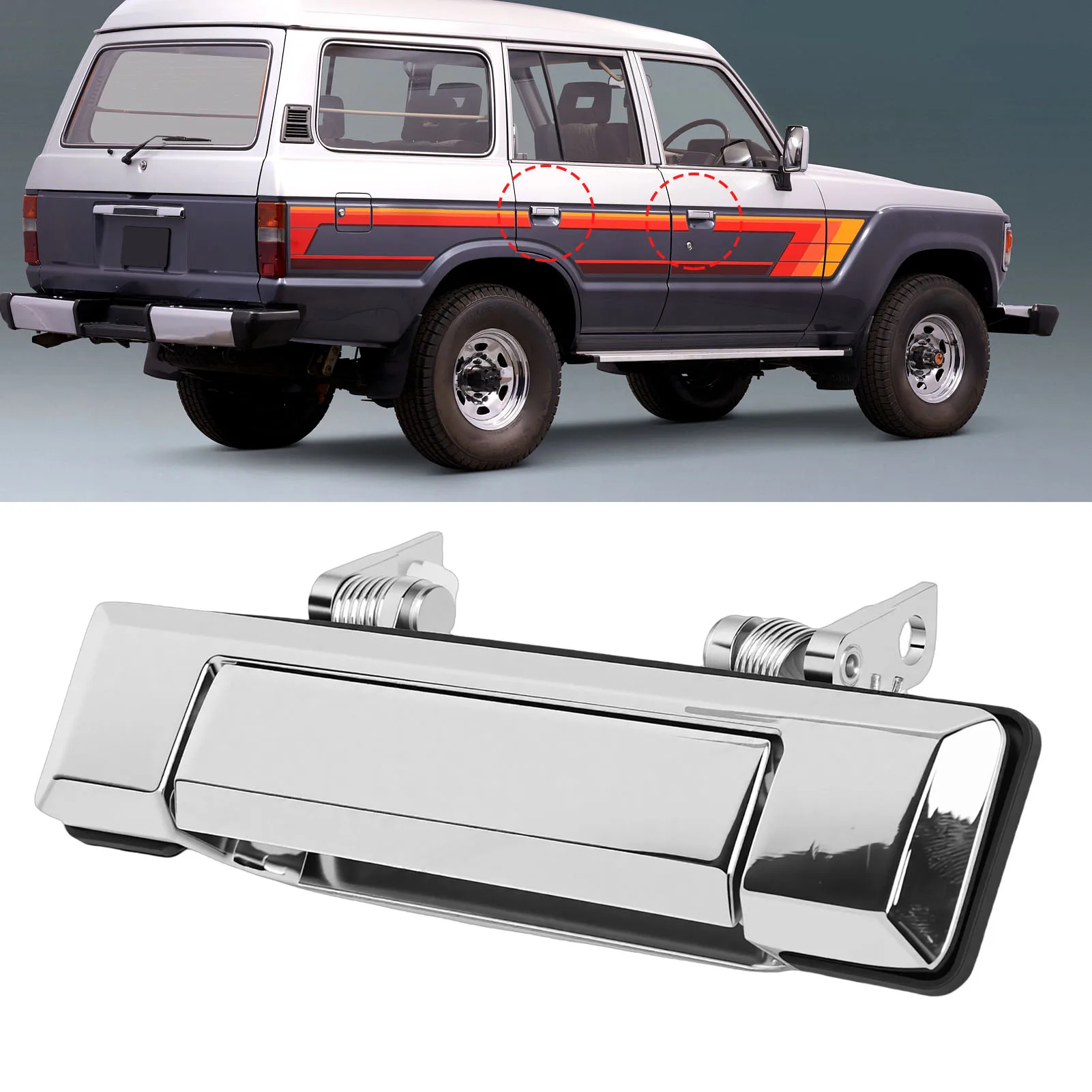 

Front Door Outer Handle 69220-90K00 Left and Right Universal Silver Color Replacement for Toyota Hilux Landcruiser Corolla Picku