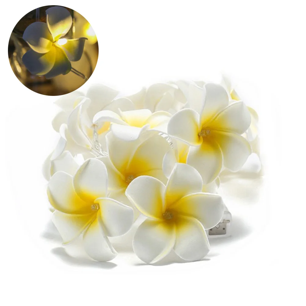 

Led Artificial Plumeria Flower String Lights Warm White Operated For Wedding Party Decor Outdoor Indoor Energy