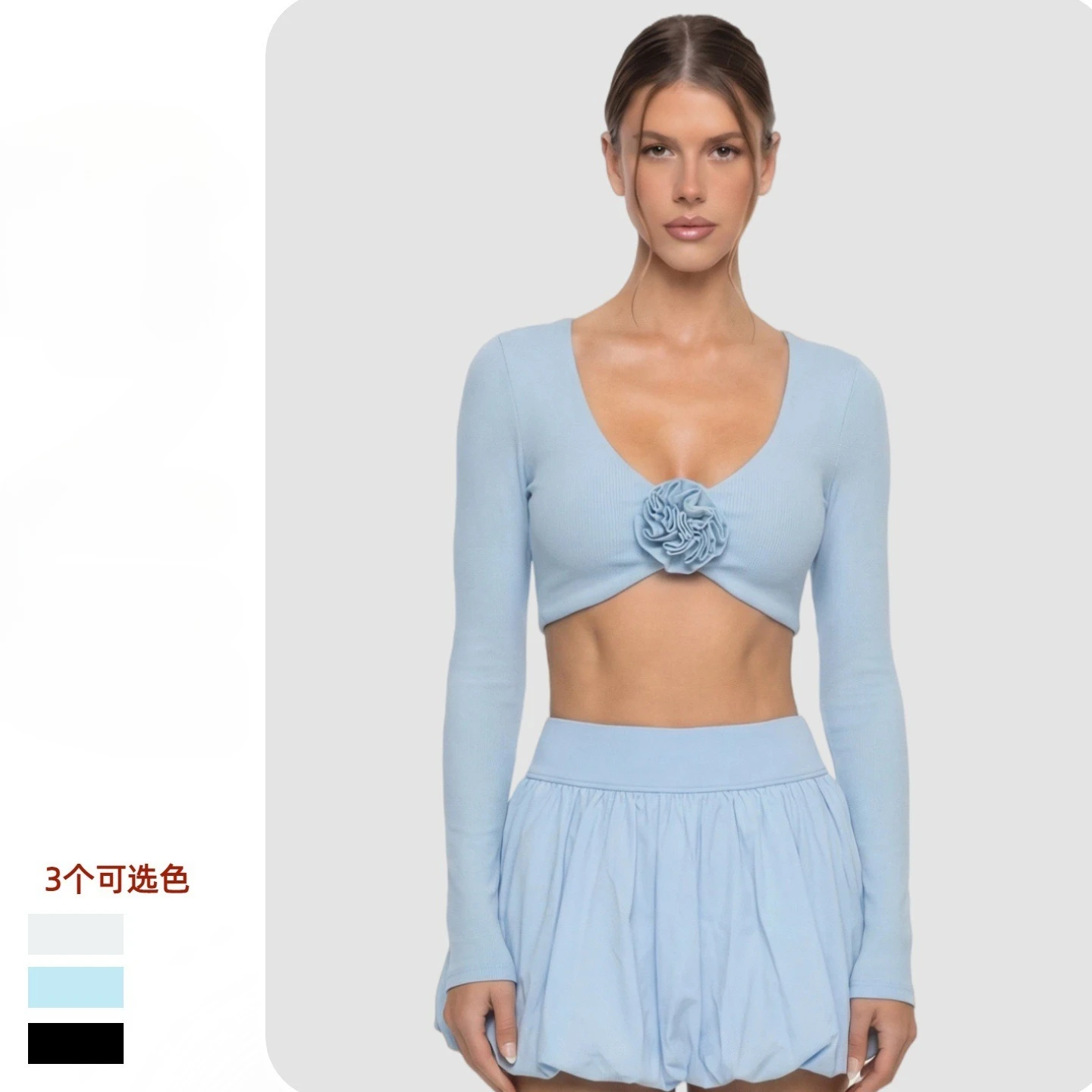 New Sports Yoga Long Sleeve Tight Breathable Three-Dimensional Flower Workout Clothes Sportswear Women Gym Pettiskirt  clothes