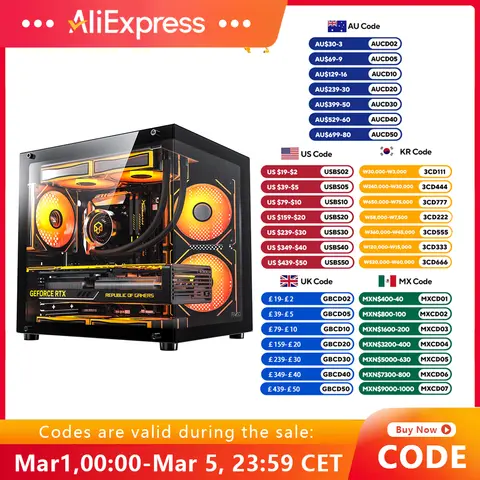 PADO YL M-ATX 게이밍 PC 케이스, 데스크탑 270 ° 바다 뷰 룸 컴퓨터 케이스, A 필러 없음, 양면 투명 PC 게이머 캐비닛