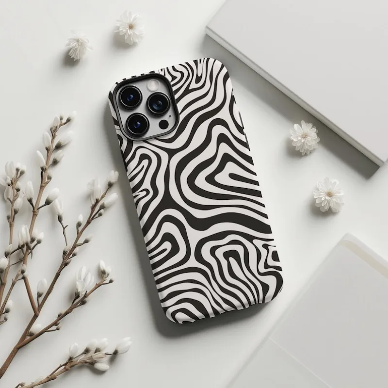 Trendy Groovy Swirls Phone Case For IPHONE 15PRO MAX 14 13 12 11 PRO Plus 15pro Acrylic TPU Two in one Mobile Phone Cases