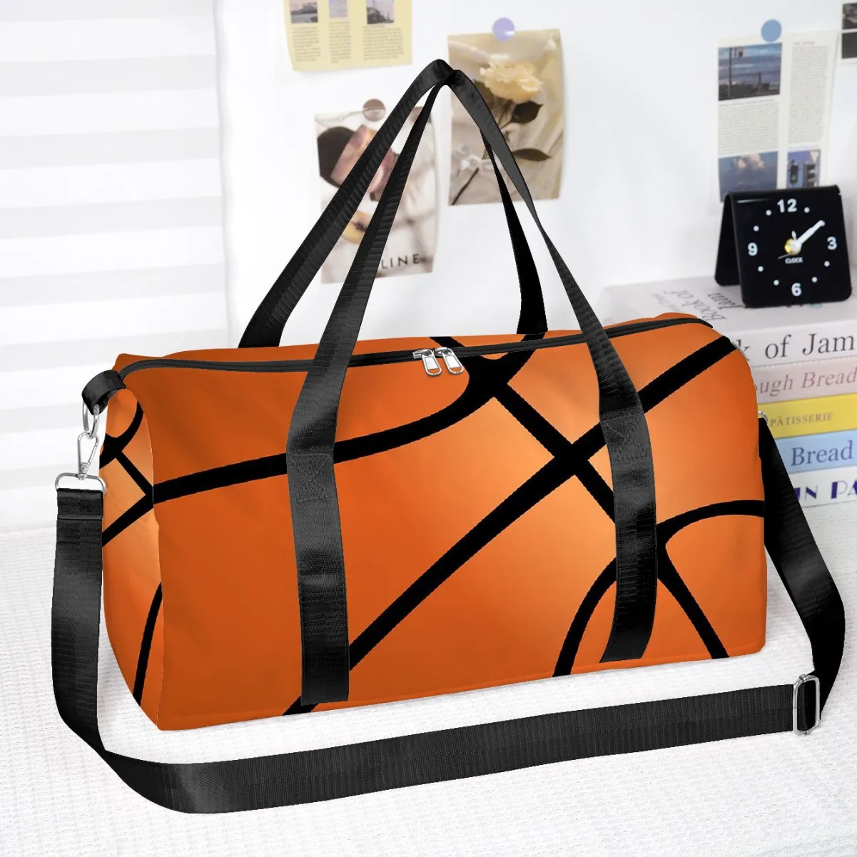 

Popular Youthful Trendy Basketball 3D Print Barrel Shape Crossbody Outdoor Sports Bags Gym Yoga Bag Large Capacity Travel Bags