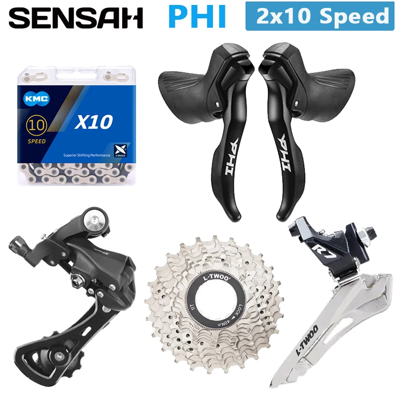 

SENSAH PHI 2x10 Speed Groupset Задний переключатель переключателя 10 В маховик X10 Цепь с тормозами для шоссейных велосипедов TIATRA 4600 5600 6600
