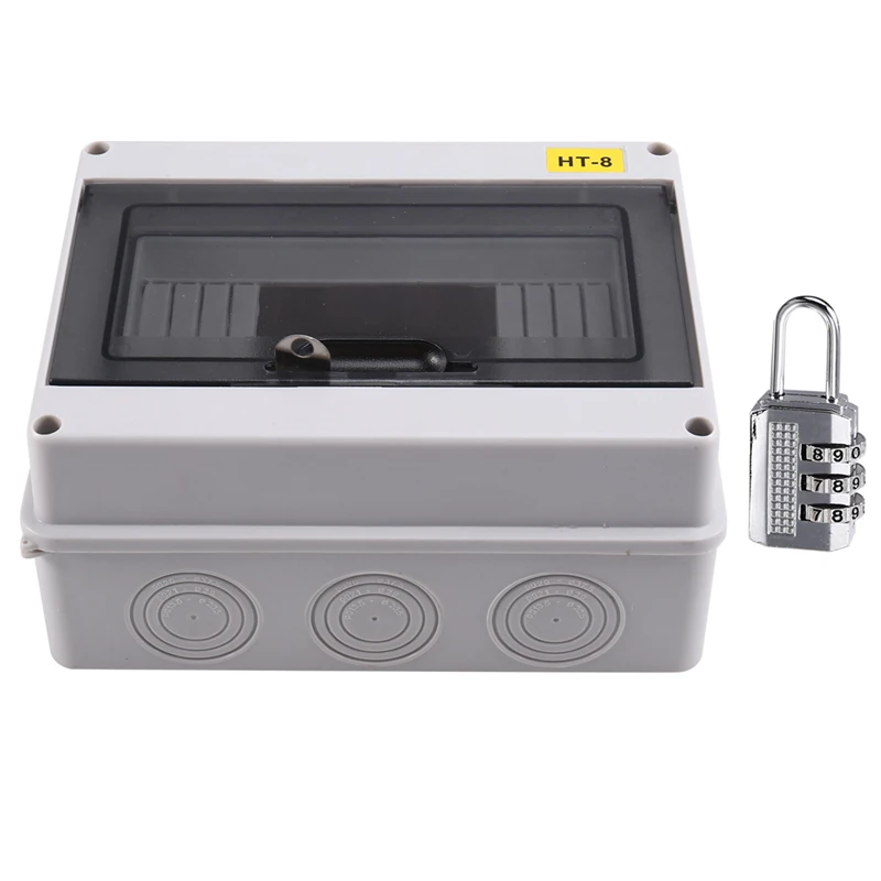HT-8 Way IP65 Mcb Breaker Box Distribution Protection Box Power Electronic Din Rail Enclosure for Circuit Breaker-A13G