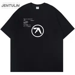 Aphex Twin Oversized Men's T Shirts Punk Letters Print Unisex Short Sleeve T-Shirt Women Summer Cotton Clothing Gothi Streetwear