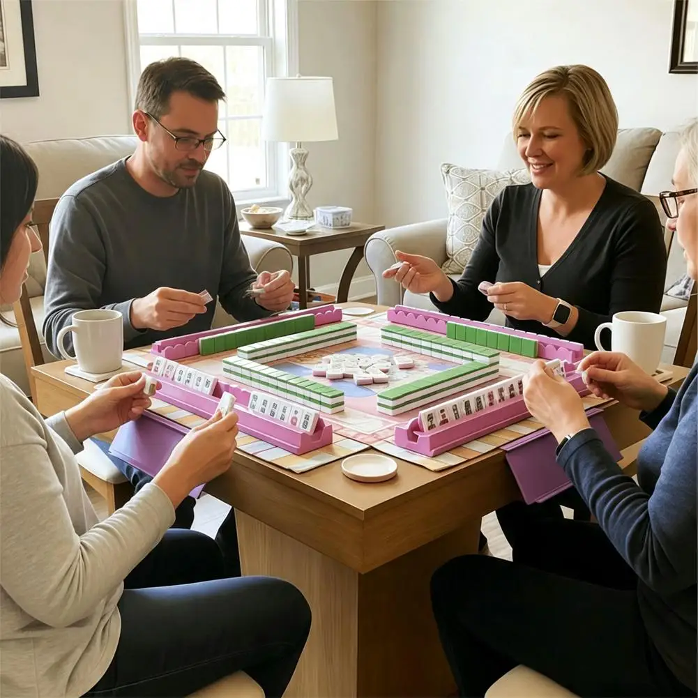 Mahjong Card Holder for Table, Space-Saving Card Holder for Board Games, Under Mat Slide in Stand Angled Viewing Rack Accessory