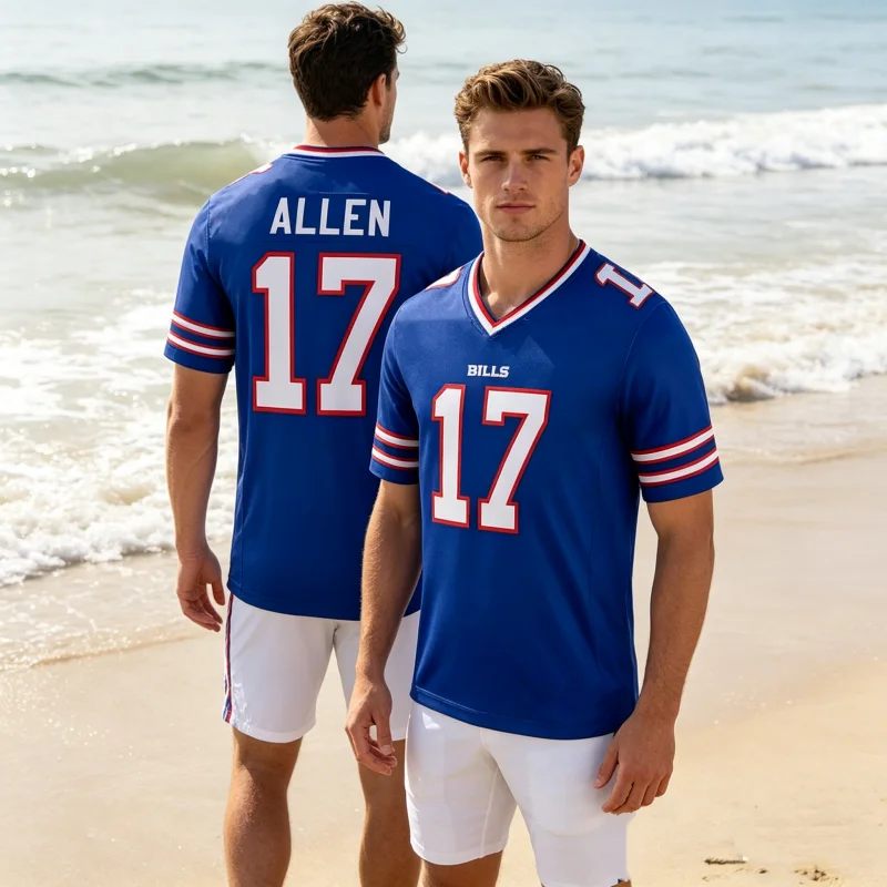 Camisetas familiares para niños, camiseta de fútbol americano Buffalo para adultos, camiseta de rugby, ropa deportiva, camiseta de entrenamiento, camiseta Bills Allen número 17