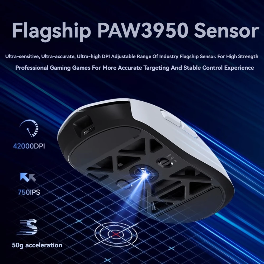 

MCHOSE AX5V2 Wireless Mouse 2.4g Double 8K Return Rate 42000DPI PAW3950 54g Lightweight Magnesium Alloy Exoskeleton Game Mouse