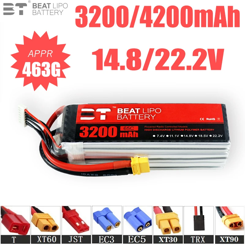 Upgrade 4/6s 14.8/22.2V 3.2/4.2Ah 65C LiPo Battery For RC Helicopter Quadcopter FPV Racing Drone Parts 14.8/22.2v Drones Battery