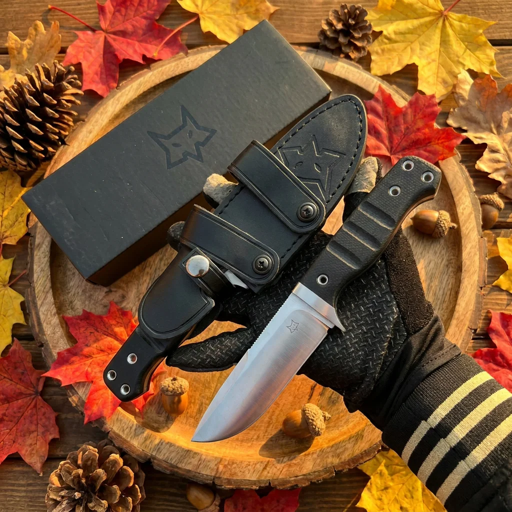 Compact Outdoor Knife FX-103MB Genuine Cowhide Sheath Mikata Handle Backpacking Camping Knife