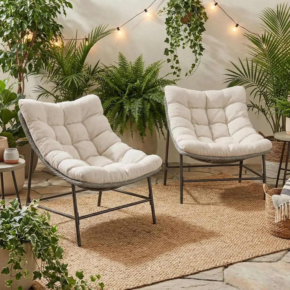 

Cushioned Outdoor Papasan Chairs Set of 2, 350 lbs Capacity, Suitable for Indoor and Outdoor Spaces