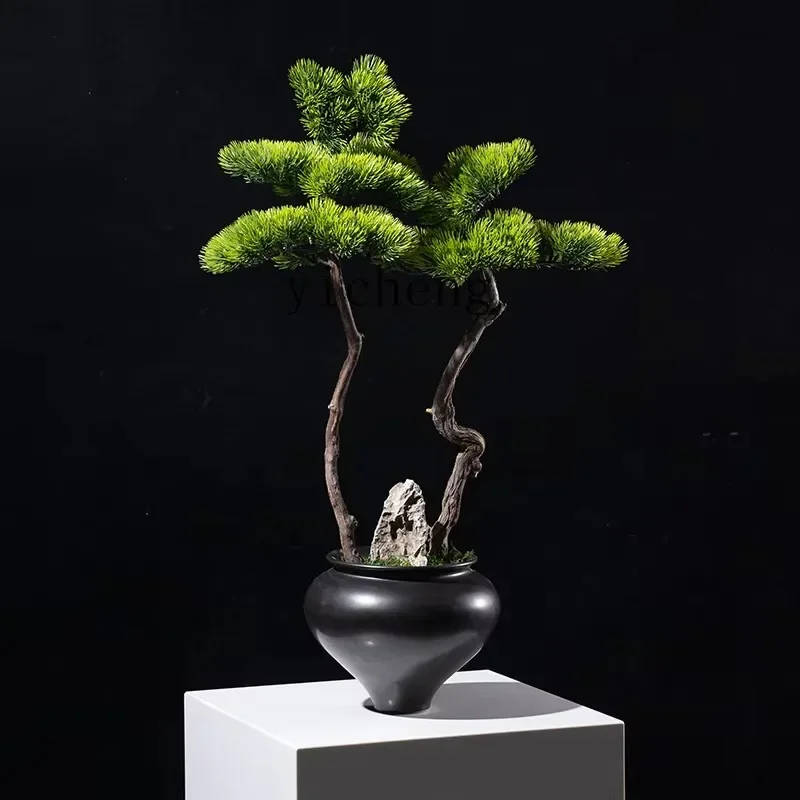 Q-3 BJ-27 Welcome Pine Bonsai Green Plant Ornament Natural Wood Entrance Hotel Soft Decoration