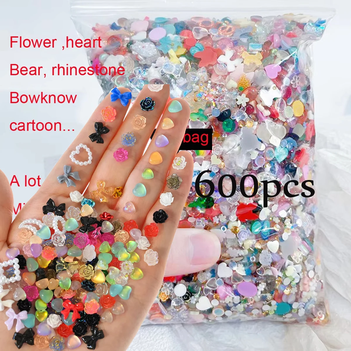 50 جرام السائبة مسمار السحر Kawaii متعدد الأشكال مختلط الراتنج مسمار السحر ثلاثية الأبعاد زهرة الأكريليك القوس القلب اكسسوارات مسمار الديكور أجزاء #