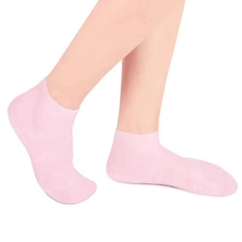 4 Pairs Full Foot Moisturizing Anti-Cracking Silicone Socks, Foot Protectors To Prevent Heel Dryness, Beach Socks,Pink Durable