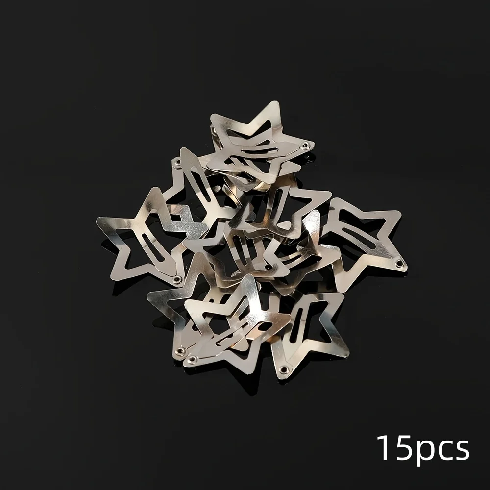 5/15/30/60/100/200 Stück Y2K Silber Stern Haarspangen für Mädchen Metall Snap Clip Haarnadeln Haarspangen Haargriff Juwel Haarschmuck