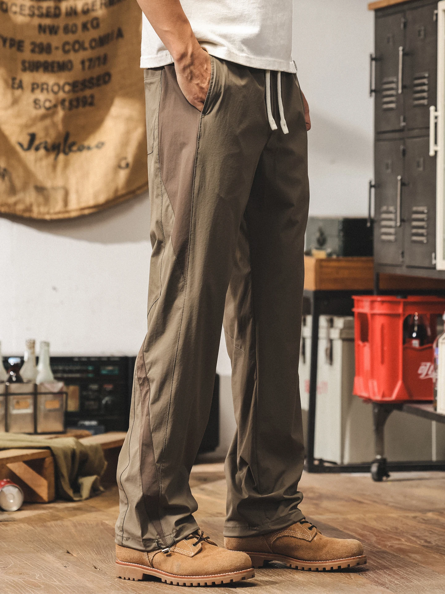 

Ultra-Thin Cool Feeling Ice Silk Casual Pants Men's Summer New Trendy Brand Patchwork Outdoor Qui-Dry Loose Men's Casual Pants