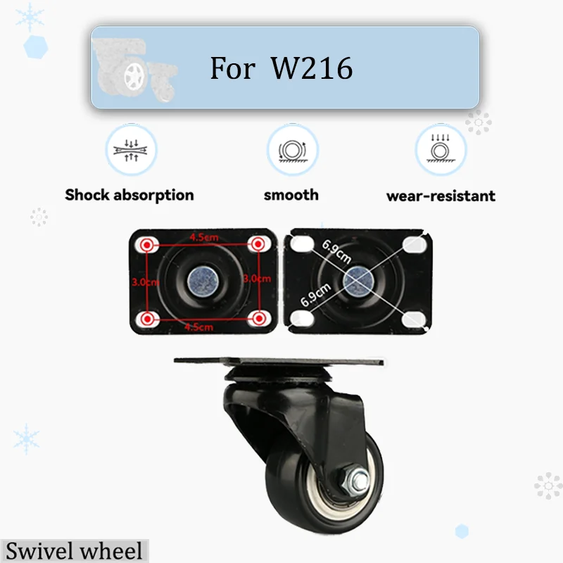 

For W216 Luggage Wheel Repair Kit Swivel Wheels with 360° Rotation Silent Operation Wear-Resistant Rubber Replacement Parts