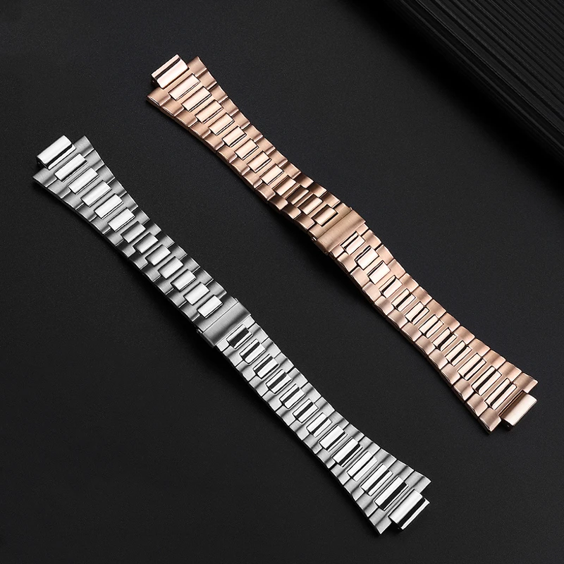25*13 Hi-Q Convex interface steel metal strap Silver rose gold watchband For Patek Philippe nautilus series 5711/5712/5980/1A010