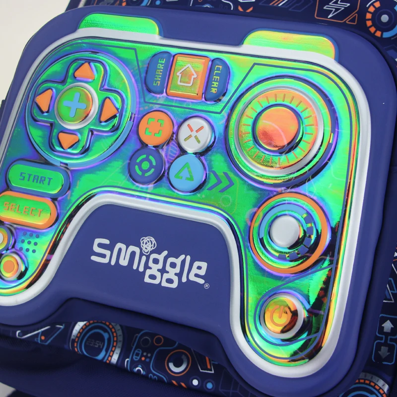 ออสเตรเลีย smiggle กระเป๋านักเรียนเด็กเด็กผู้ชาย สีฟ้า เกมคอนโซล กระเป๋าสะพายไหล่ อุปกรณ์นักเรียน 16 นิ้ว