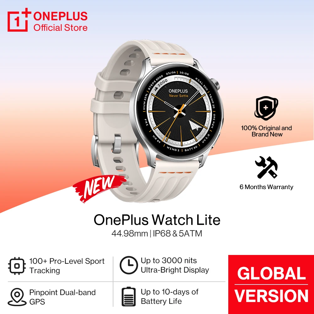 NEW OnePlus Watch Lite Smart Watch Global Version Up to 10 Days of Battery Life Dual Band GPS 1.46'' AMOLED  Display