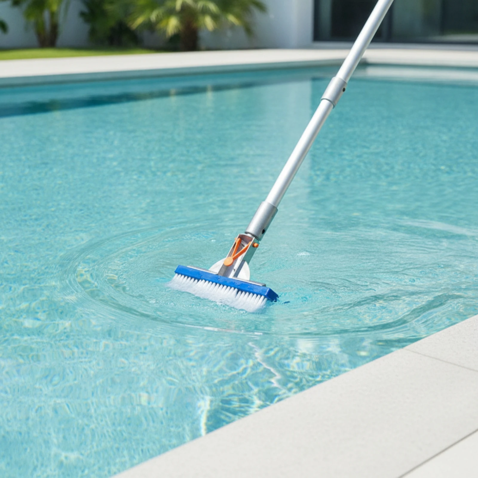 Pool Cleaning Brush with Metal Handle Rectangular Handheld Pool Brush Heavy-Duty Corrosion-Resistant