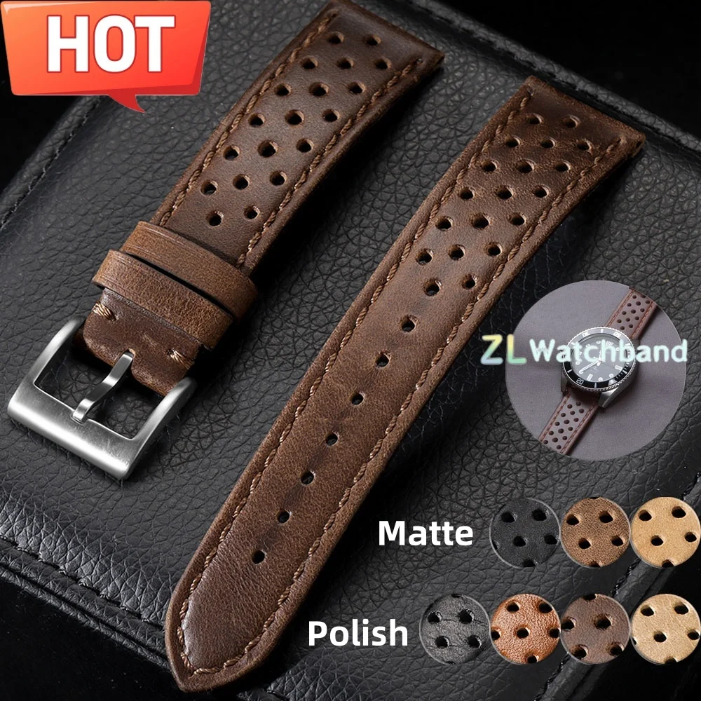 Bracelet en cuir de vache véritable 18mm 20mm 22mm pour Samsung Galaxy Watch 6 5 4, bracelet rétro doux et respirant pour Seiko