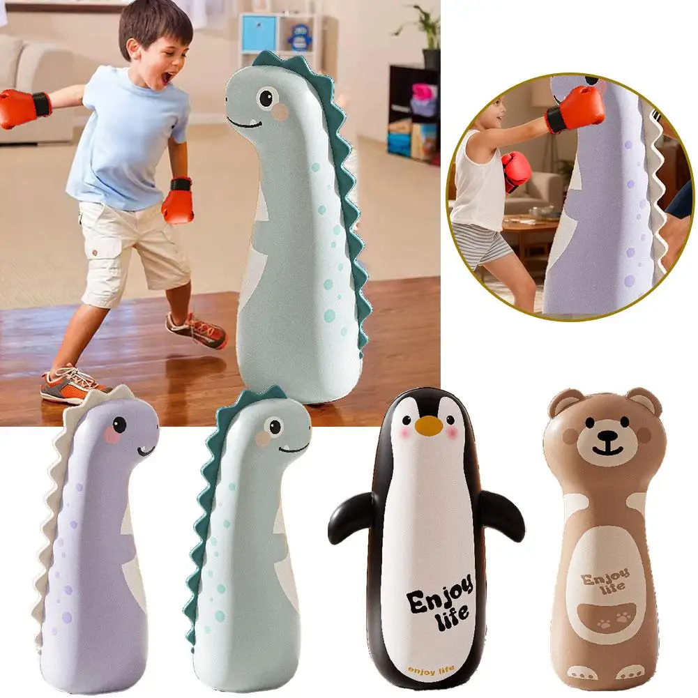 Inflatable Boxing Column Kids Tumbler Inflatable Standing Punching Boxing Bag Sport Toys For Boys Girls Birthday Gift I0M7