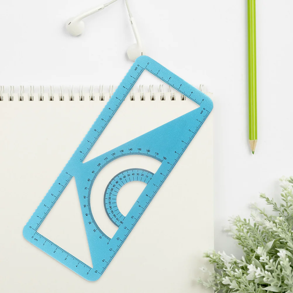 

2pcs Multi use Aluminum Ruler Compact Lightweight Measuring Tool Protractor Geometry School Drawing Stationery