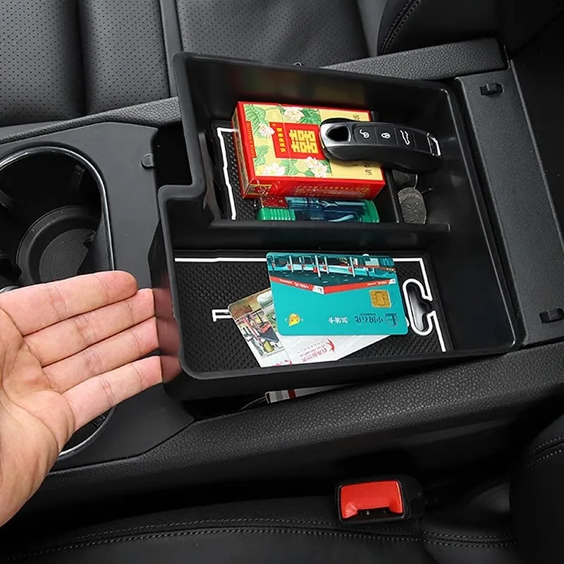 For Porsche Macan Cayenne Panamera 2014-2024 Car Central Control Armrest Storage Box Organizer Tray Holder Organizer Accessories