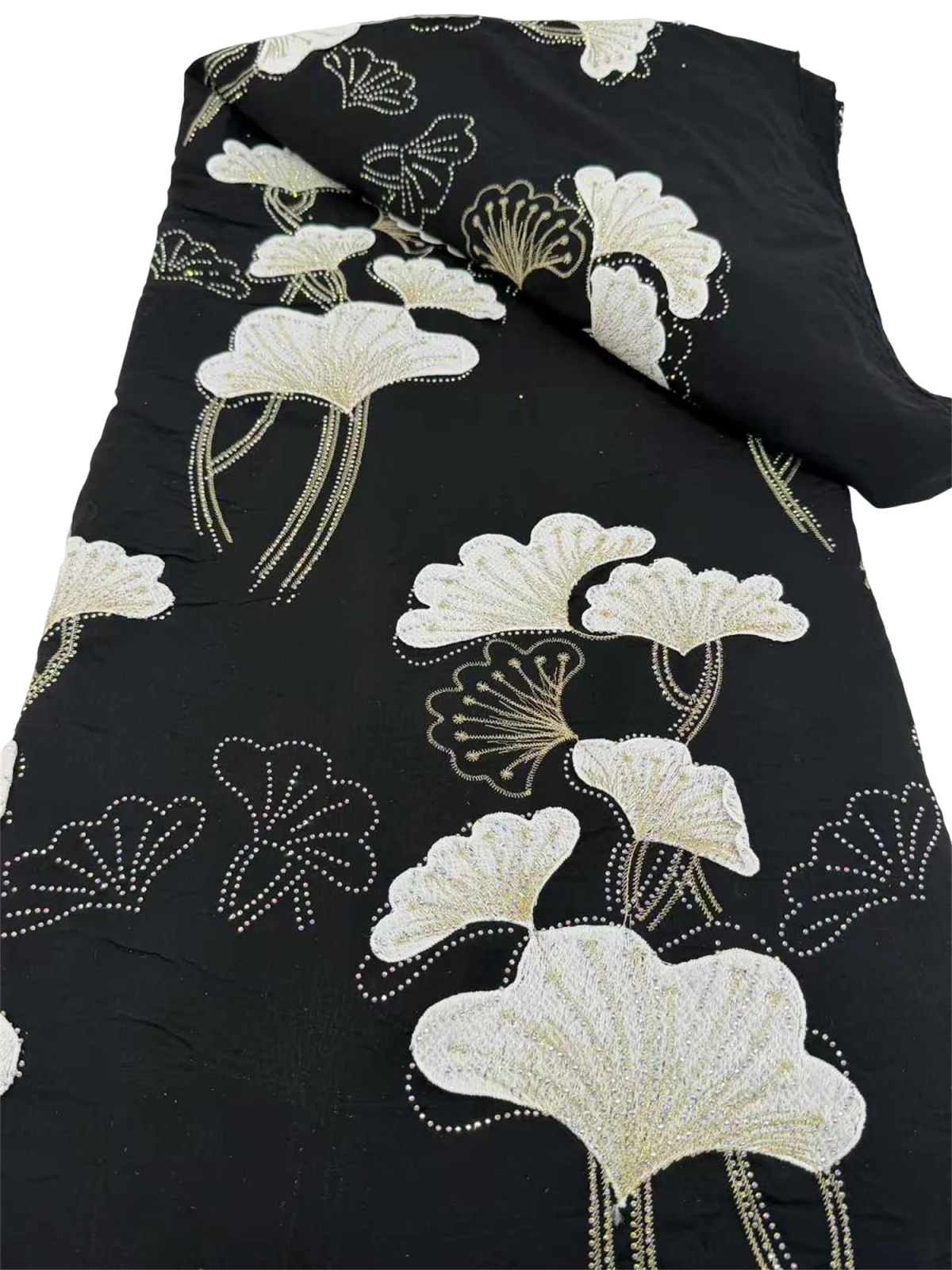 

Soft African Chiffon 3D Big Flower Lace Fabric Embroidery Luxury French Mesh Lace Fabric Stones For Nigerian Women Party Dresses