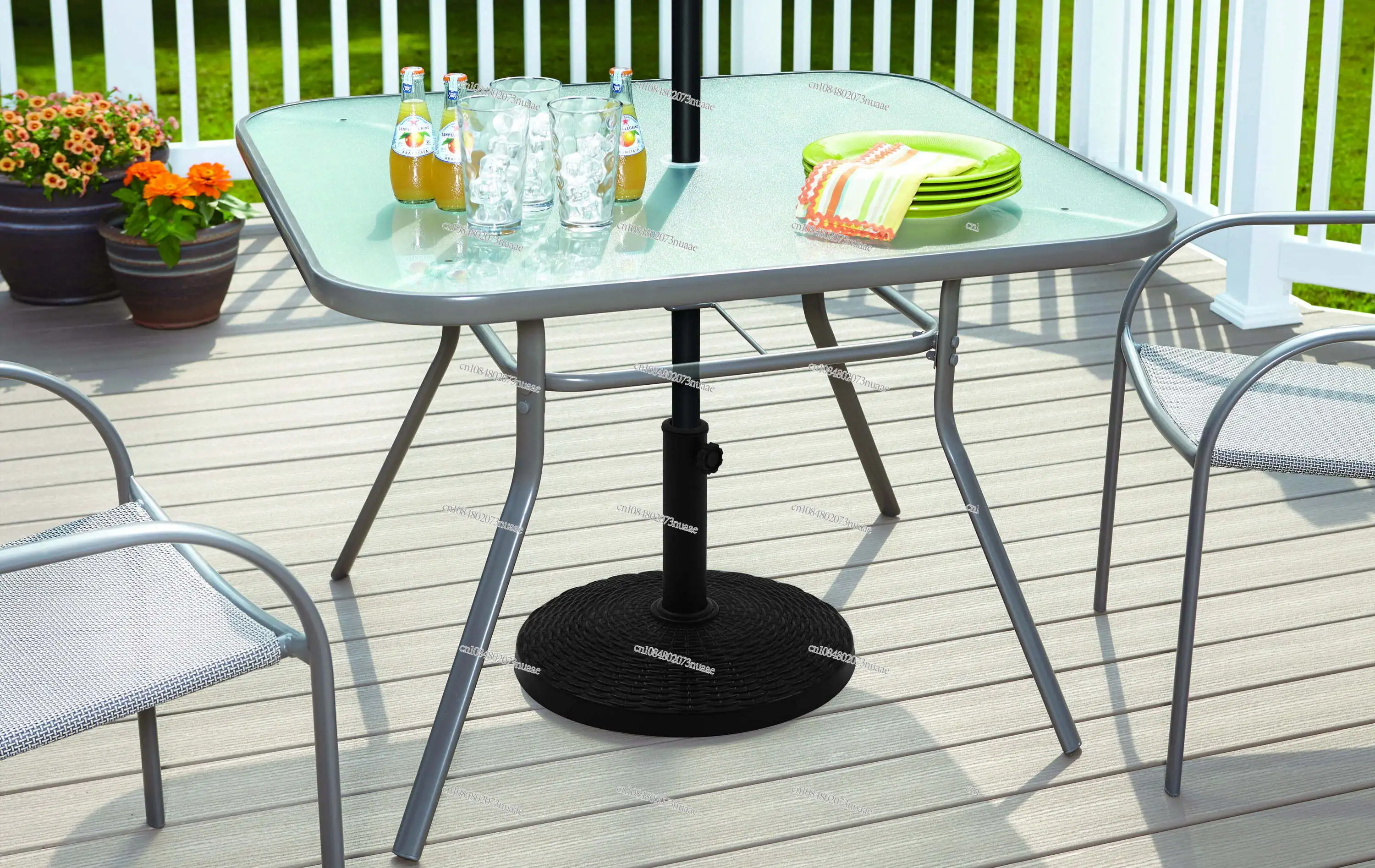 Sturdy Black Powder-Coated Resin Umbrella Base - Perfect for Patio and Garden!