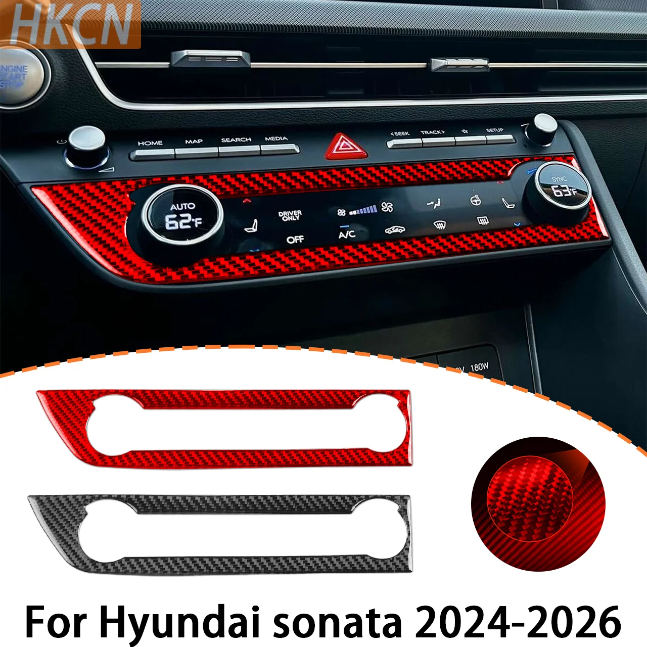 

For Hyundai Sonata 11Th 2024-2026 Carbon Fiber Car Interior Accessory Stickers Center Console Air Conditioning Button Panel