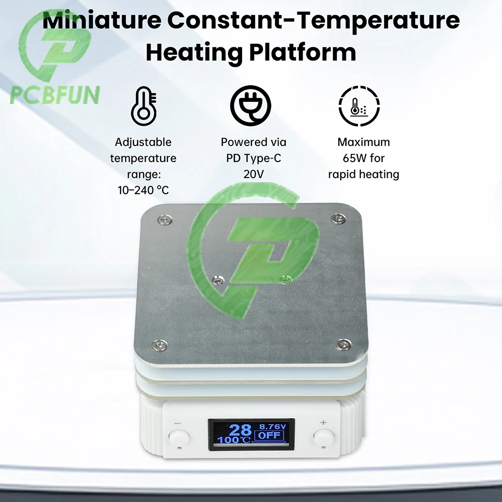 

PD 65W Mini Digital Display Adjustable Constant Temperature Heating Table Soldering Heating Pad Disassembly Repair Tool Type-C