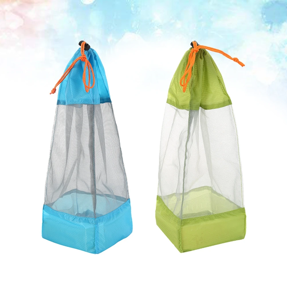 

2pcs Mesh Storage Bags Travel Stuff Sack Drawstring Outdoor Laundry Pouch Nylon Survival Hiking Camping Fishing Gift