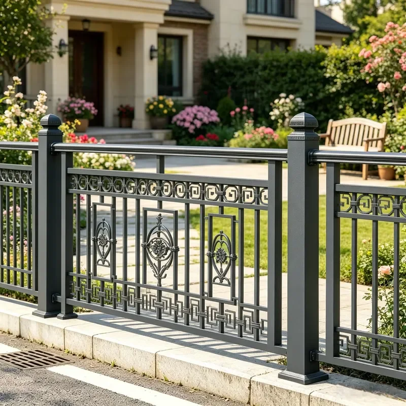 Thick Aluminum Alloy Vertical Slat Anti-Climb Eco-friendly Yard Fence Stable Public Safety Guardrail for Community Roads