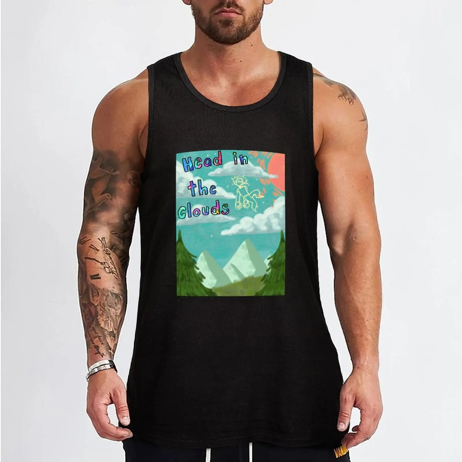 Head in the clouds Tank Top Men's gym t-shirts man sexy?costume Men's sports t-shirt T-shirt man