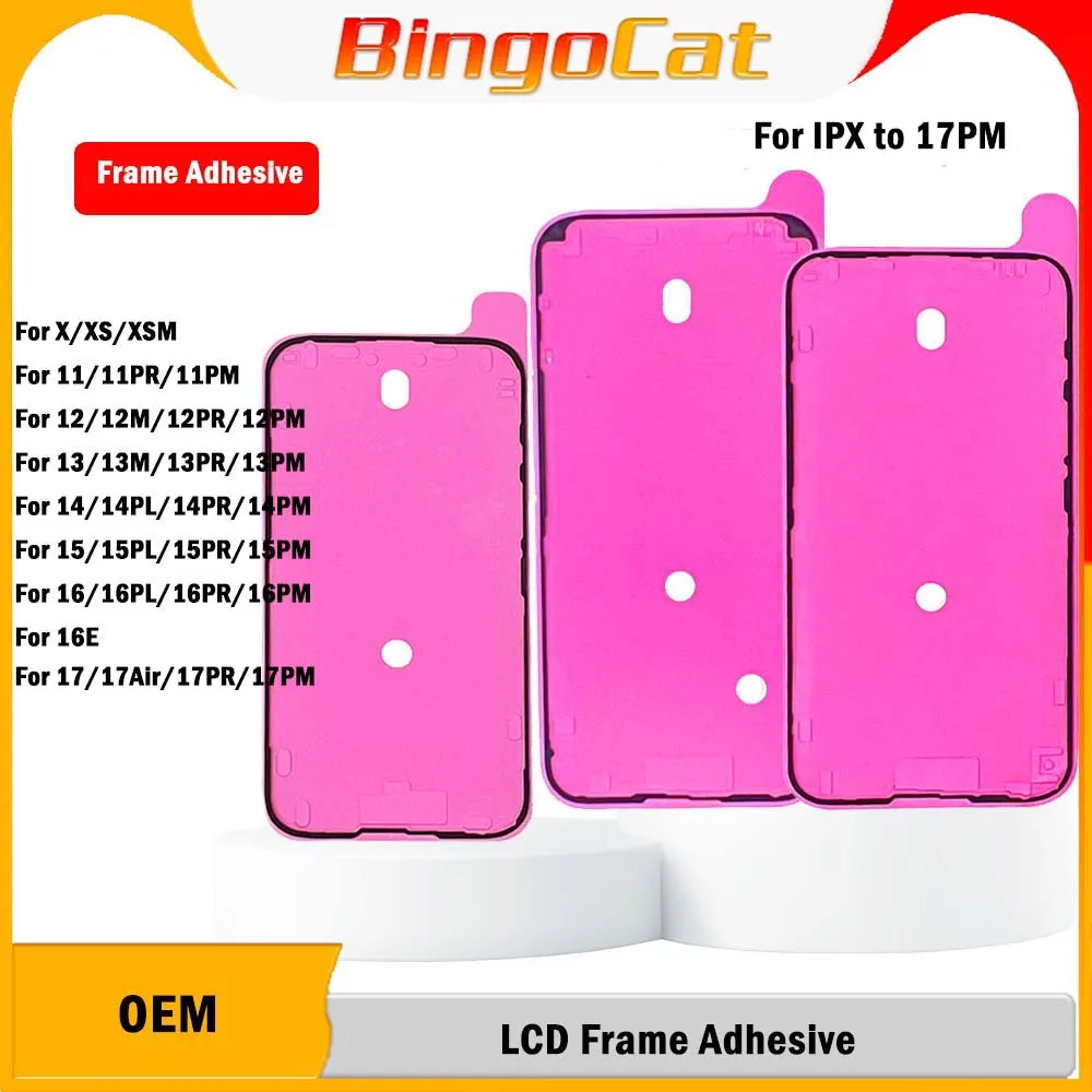 Novecel 10pc Ori Waterproof LCD Frame Bezel Seal Red Tape Adhesive  for iPhone 17Pro Air 12 13 14 15 16 Stretchable Sticker