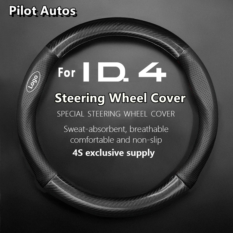 

For Volkswagen For ID.4 ID4 Steering Wheel Cover Genuine Leather Carbon Fiber Summer Winter Women Man