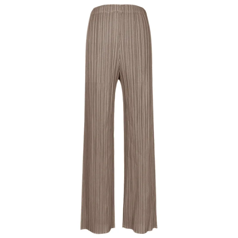 Spring Summer Autumn Women's Casual Elegant Miyake Designer Classical Loose Straight Pleated Pants High Waist Trousers In Stock