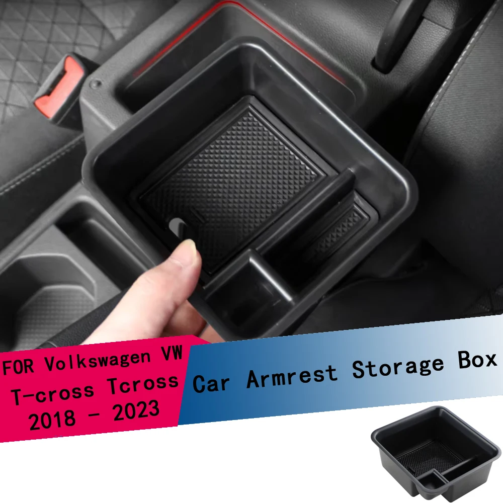 Para Volkswagen VW T-cross Tcross 2018 - 2023 Caixa Organizadora de Armazenamento para Console Central Acessórios de Reequipamento