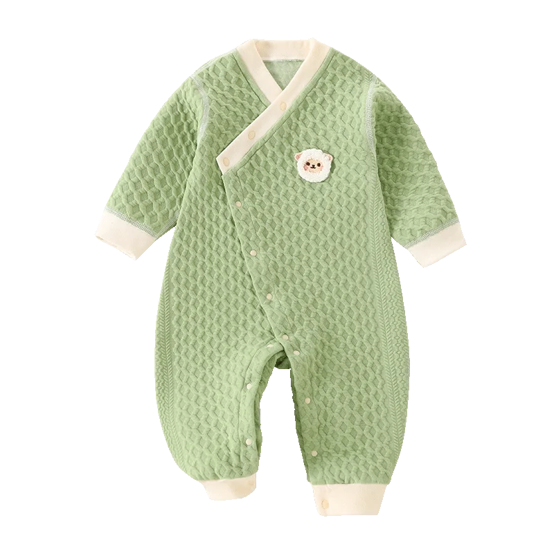 Costume chaud en coton pour nouveau-nés, ensemble 2 pièces, body d'entrée, respirant et confortable, vêtements pour bébé, automne et hiver