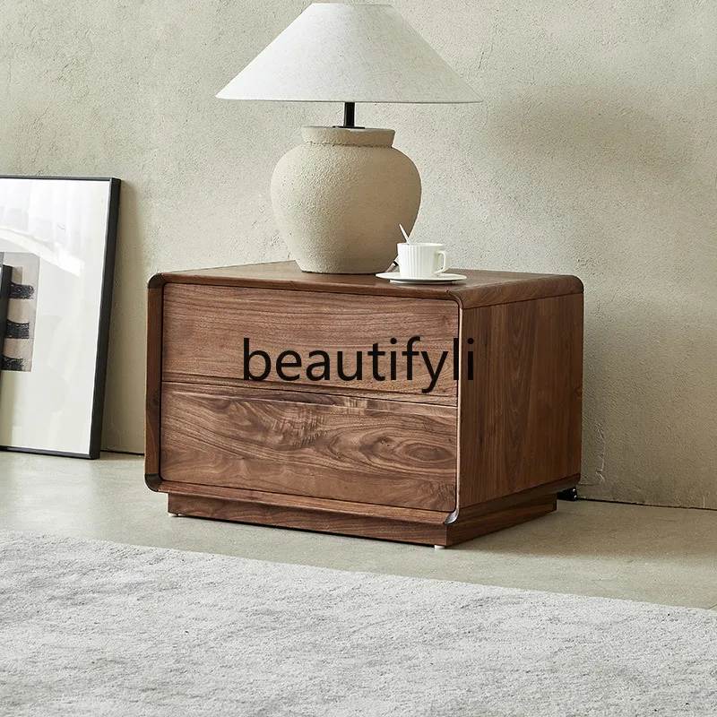 

North American black walnut bedside table All solid wood Nordic simple bedside storage cabinet Bedroom locker